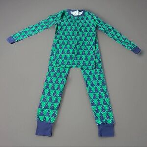 Crewcuts Kids Christmas Tree Matching Pajama Set Size 10 Holiday Pjs Green Blue